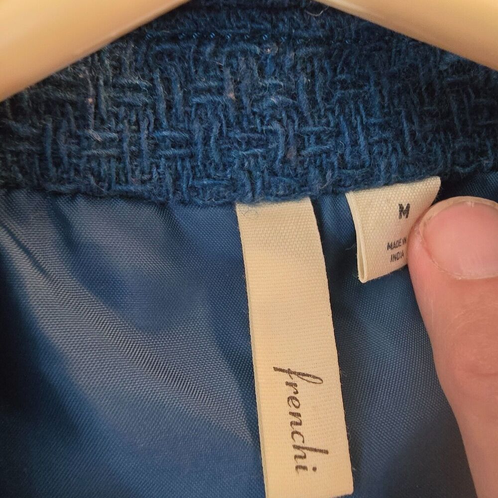 Vintage Frenchi Peacoat Women's Medium Wool Blend Collard Short Length Blue Teal - Picture 4 of 16